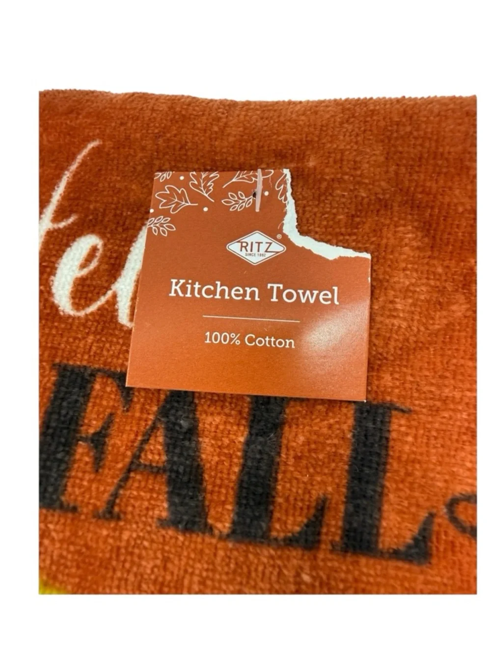Autumn Pumpkin Floral Decorative Kitchen Towels - Blue & Rust